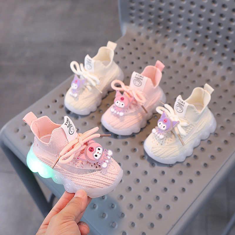995 ảnh thât giày thể thao bé gái giày bún cho bé kurumi có đèn led nhẹ êm chân cho bé từ 6m QCCC full box Sandal Kem