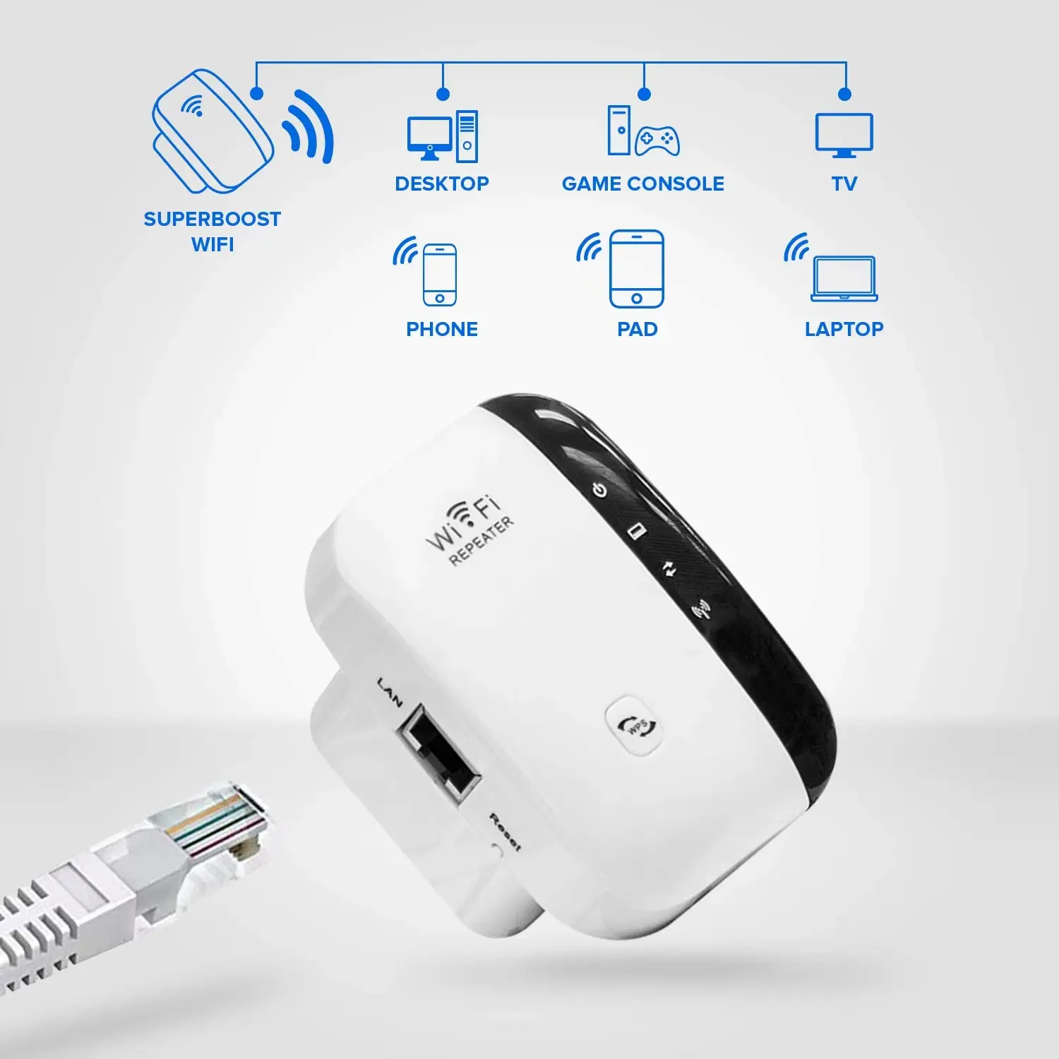 WiFi Extender, WiFi Extenders Signal Booster WiFi Range Extender, Wireless Repeater, Long Range Amplifier with Ethernet Port, 1-Tap Setup for Home
