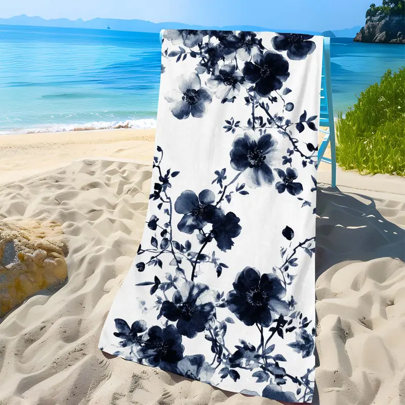 Floral Print Beach Towel, Soft Comfortable Lightweight Sand-proof Beach Towel, Water Absorbent Towel for Travel Swimming Surfing Yoga Camping 2
