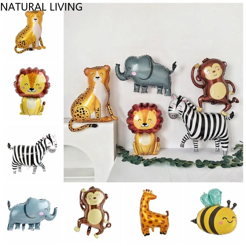 NATURAL LIVING Children Gift Tiger Giraffe Lion Monkey Cartoon Animals Foil Balloon Forest Theme Animal Shape Lion Monkey Elephant Balloon Cartoon Inflatable Jungle Animal Balloons Children's Day
