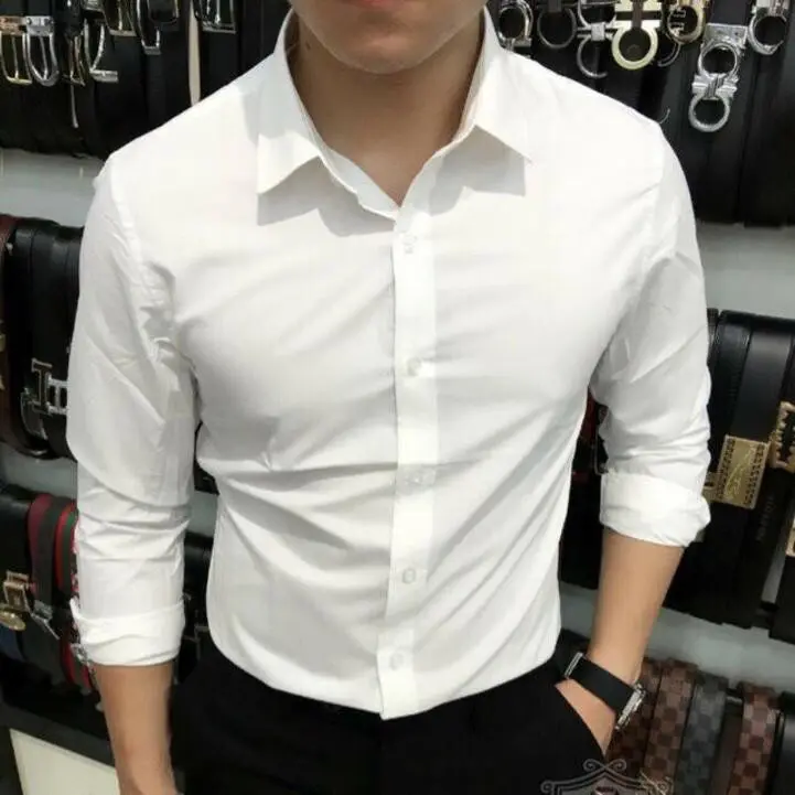 Áo Sơ Mi Dài Tay Chống Trượt Và Chống Mài Mòn, Phong Cách Hàn Quốc, Làm Bằng Lụa Nguyên Chất, Dành Cho Nam