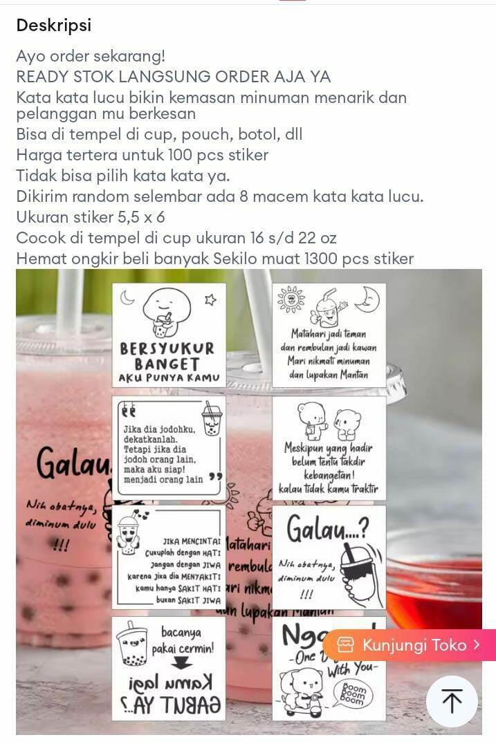 Product Introduction of SRTIKER stickers minuman drink transparan kata kata bijak 100pcs MINUMAN 0