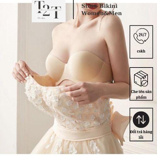 Áo Ngực Su Chống Tuột Cúp Ngực Đệm Mút Dày 3cm Không Dây Ko Tụt Có Dây Trong Để Mặc Hở Vai Hở Lưng