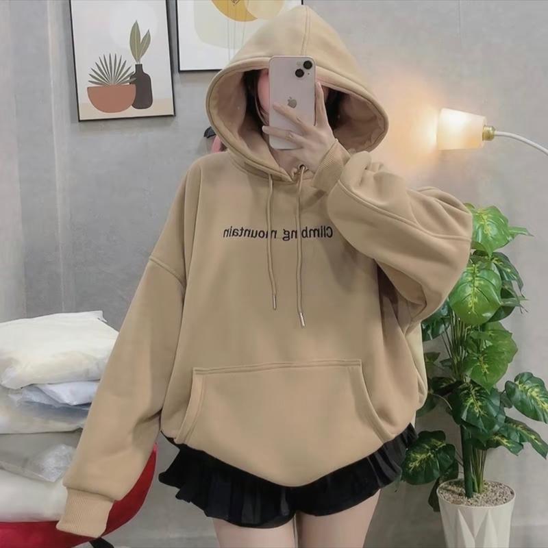  Áo Hoodie Nữ Chất Nỉ Bông Dày Dặn Nón 2 Lớp In Trước Ngực - Voi Jacket 