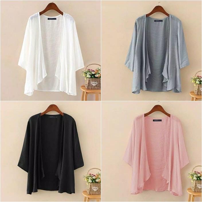 KARDIGAN PANJANG WANITA FASHION MUSLIM - TALITA CARDI POLOS KATUN LINEN - OUTER WANITA MURAH 0