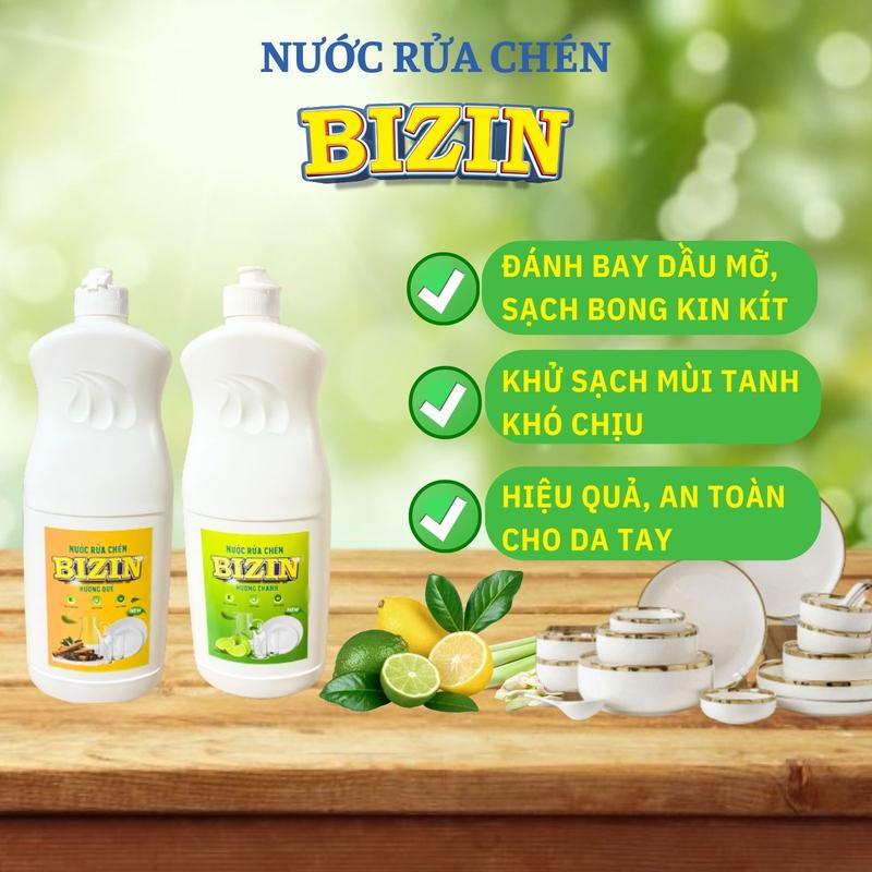 Nước rửa chén Bizin 800ml Làm Sạch dầu mỡ, hương thơm tự nhiên, tiết kiệm, an toàn cho da tay 2