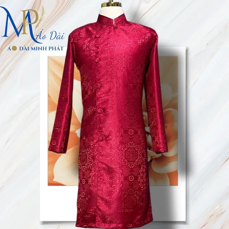 Áo Dài Nam Vải Gấm Hoạ Tiết ẩn trên áo, đơn giản sang trọng với nhiều mầu phú hợp với các lựa chọn Guu ăn mặc của nhiều người. 6