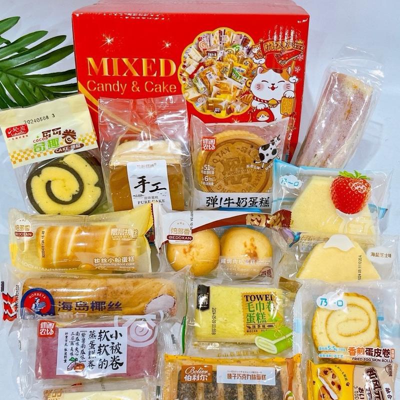 [1kg] ( cả vỏ, bao bì) Thùng bánh mix Tầm 10-12 chiếc. Ngày ghi trên bánh là NSX. Bánh mix ngẫu nhiên, k chọn bánh 0