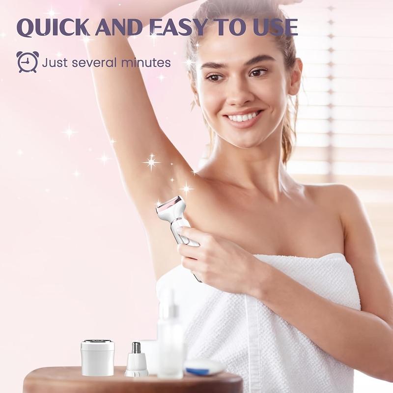 4 in 1 Electric Hair Remover Set, 1 Box USB Rechargeable Portable Gentle Hair Removal Tool for Eyebrows, Nose, Face, Legs, Bikini Trimmer, Kits 4