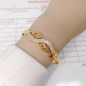 PROMO Gelang Bangle Azzam Motif Corak Daun Permata Lapis Emas 22K
