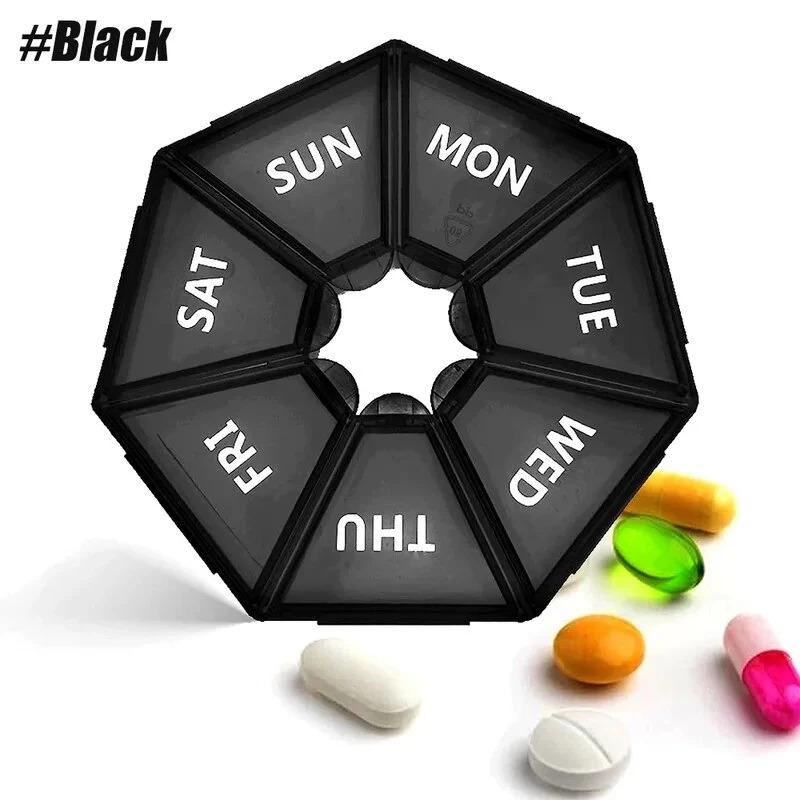 Product Introduction of 2Pcs 7 Days Pill Storage Box Mini Travel Portable Medicines Dispenser Box Multifunction Plastic Seven Compartment Sealer Box 10