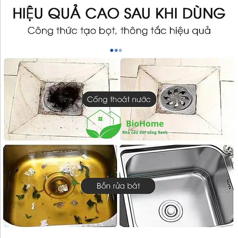 Bột thông cống sinh học AMB thông tắc cống, bồn rửa mặt, bồn cầu khử mùi hôi, cặn bẩn EcoFresh Làm Sạch 4
