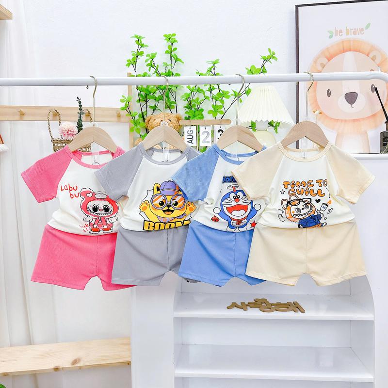 (Flash Sale)-LQ1-COMBO (5 tặng 1) bộ quần áo cộc tay phối màu in họa tiết hoạt hình chất Tăm Lạnh mềm mát cho bé từ 4-16kg (đi màu ngẫu nhiên) 5