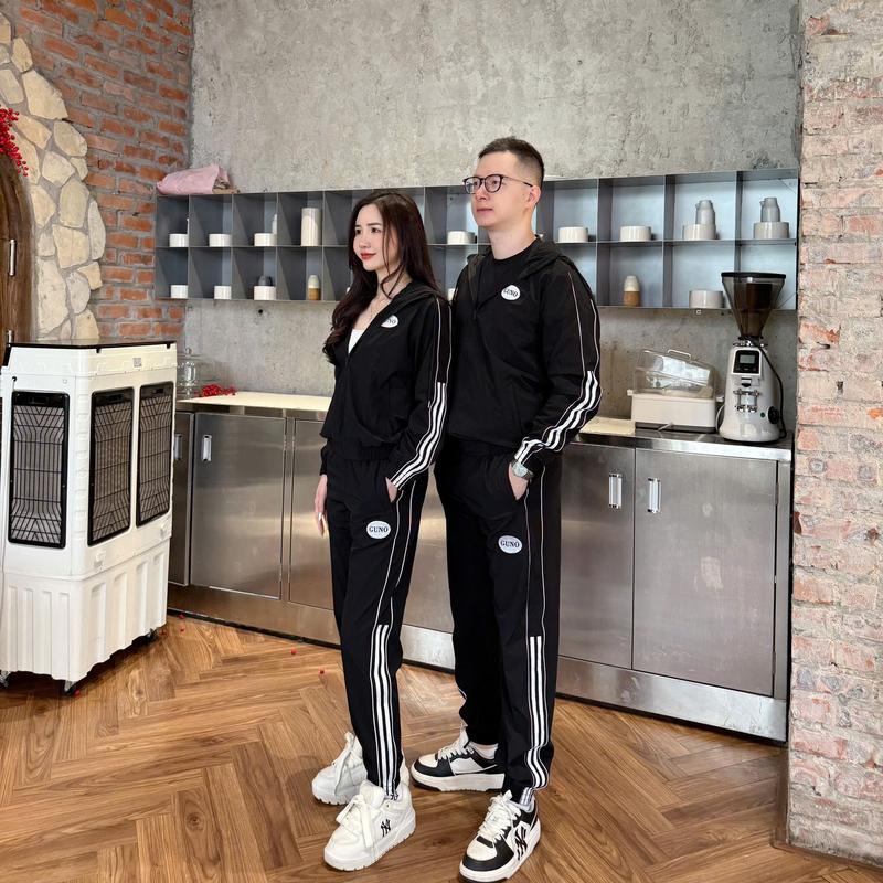 GUNO-Bộ quần áo gió NỮ NAM GUNO có mũ dây rút sọc bản to 1/2 SP5| 24DBNU20/NA170