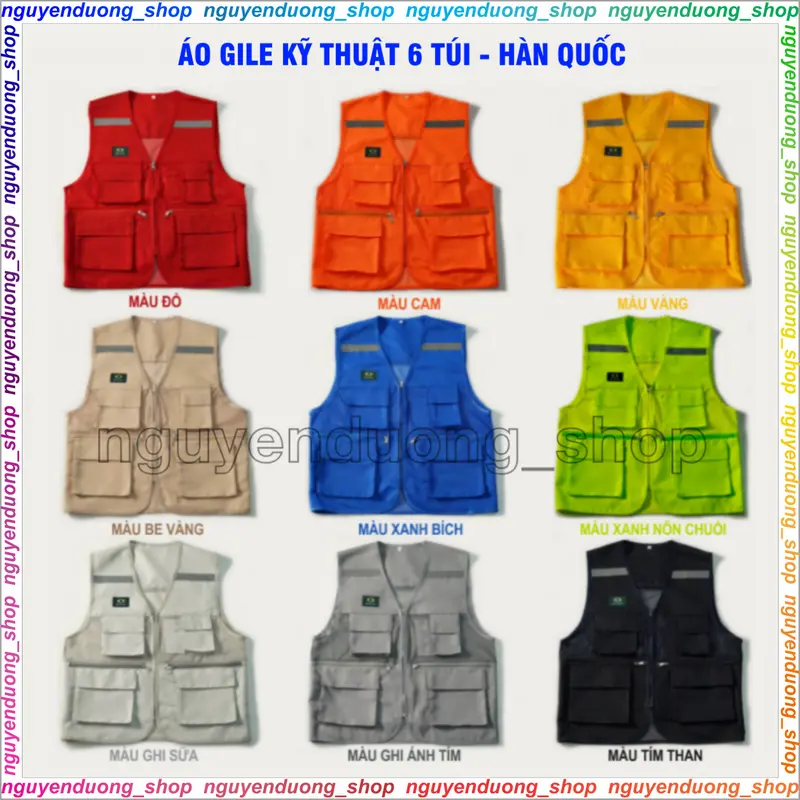 ÁO GILÊ PHẢN QUANG 6 TÚI, ÁO KỸ THUẬT , KỸ SƯ , CÔNG NHÂN , ÁO PHẢN QUANG BẢO HỘ LAO ĐỘNG 0