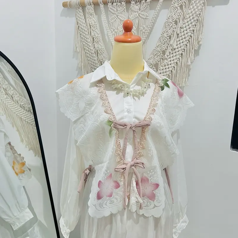 OUTER VEST BORDIR ATASAN PRETTY WANITA FLERA BY RNO Katun Poliester Polos Bunga Putih Baju Muslim Cardigan 5