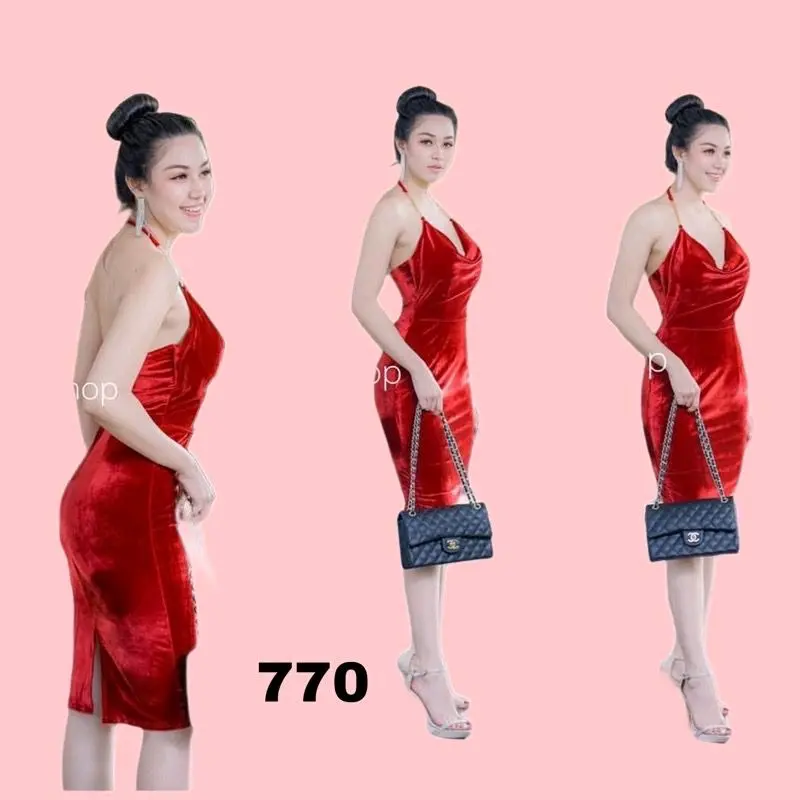 HYUNA 770 - Midi Dress Velvet/Dress Bludru Casual Gaun Mini Wanita 5