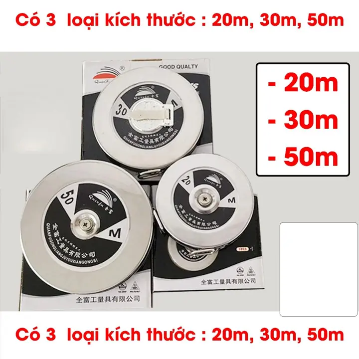 Thước Dây Bằng Thép Carbon Dài 20m-30m-50m, Vỏ Inox 304 Không Gỉ, Thước Dây Cuộn Cao Cấp Không Gỉ