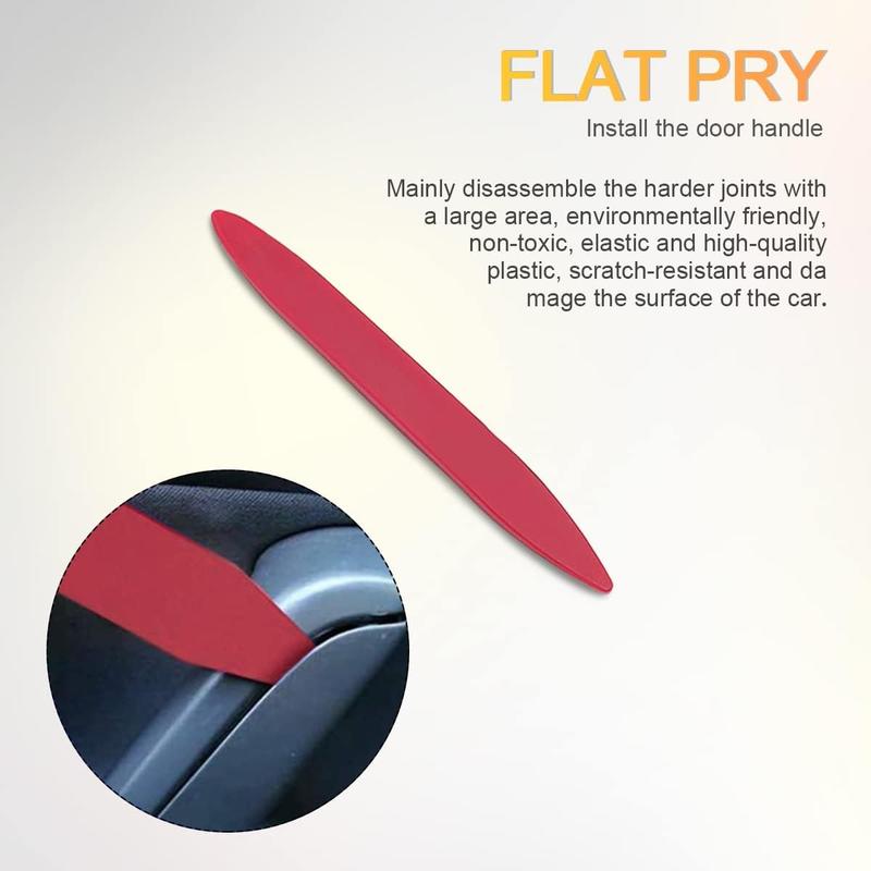 5PCS Auto Trim Removal Tool Kit, Car Interior Door Panel Clip Fastener Removal Set, No Scratch and No Marring Plastic Pry Tool Kit for Vehicle Dash Radio Audio Installer (Red) 6