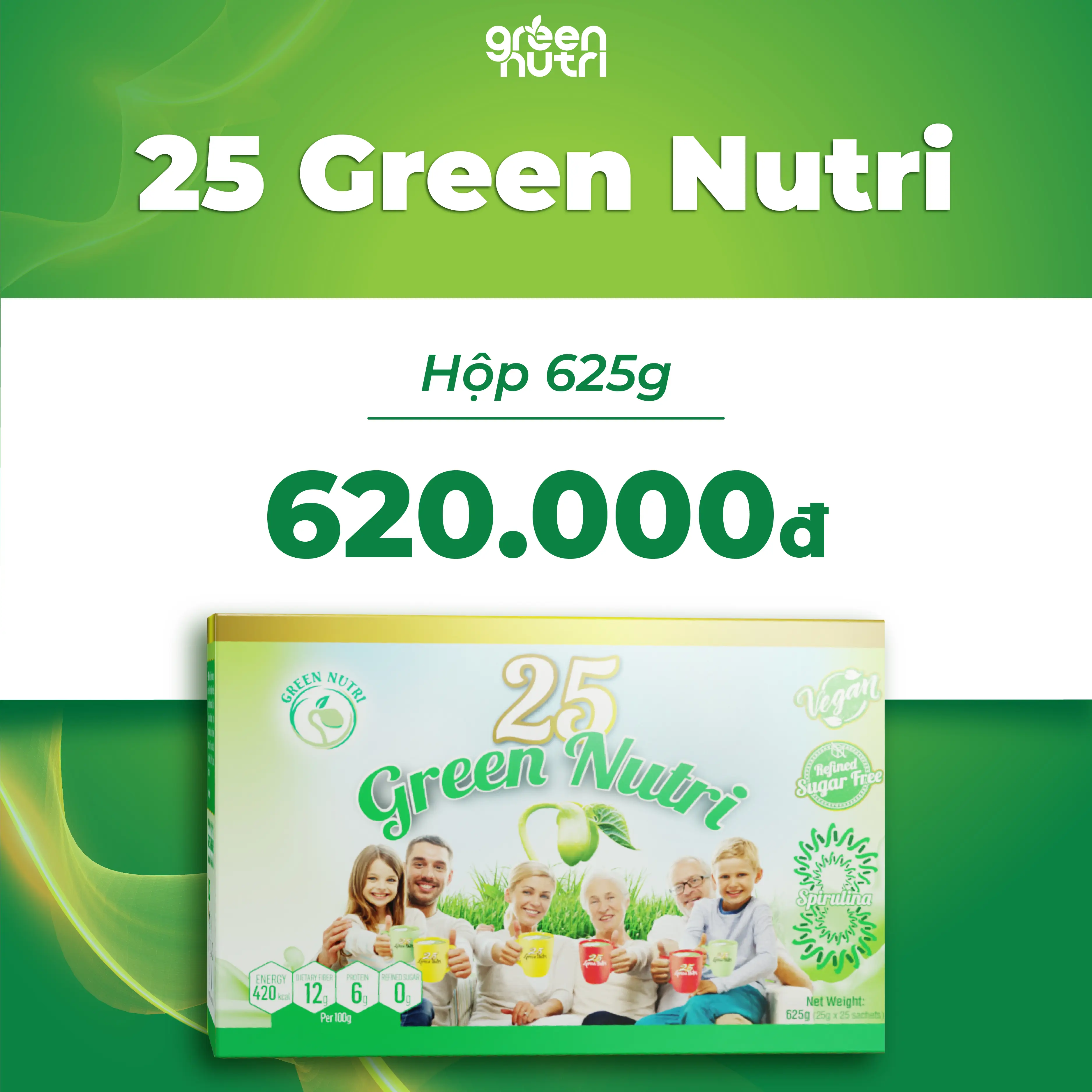 25 Green Nutri - Sữa Hạt Ngũ Cốc Dạng Hộp 625g (25 gói x 25g)