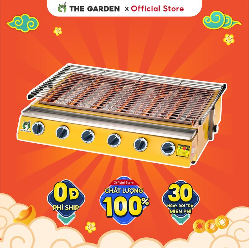  Bếp nướng không khói gas lò nướng khí THE GARDEN TUDYILI 4 6 8 họng dài ngắn làm trà sữa đất nung. thịt nướng hàu 
