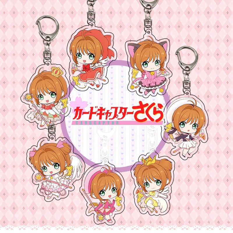  Thẻ Captor Sakura Móc Khóa CERBERUS Ngôi Sao Magic Wand JK Đồng Phục Móc Khóa Dễ Thương Anime Nhật Bản Acrylic Móc Khóa Túi Mặt Dây Chuyền Cặp Đôi Móc Chìa Khóa 