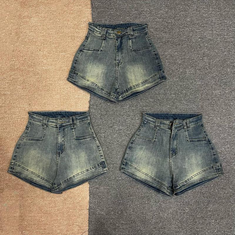 Q65 - Quần Short Jean Lưng Cao Túi Vuông Nữ Women