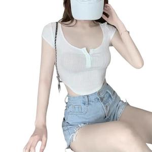 ️Áo kiểu thun croptop tay ngắn - DL038 shop Tiến Linh Nữ Women Nhung Voi Sơ Mi Sơ Mi
