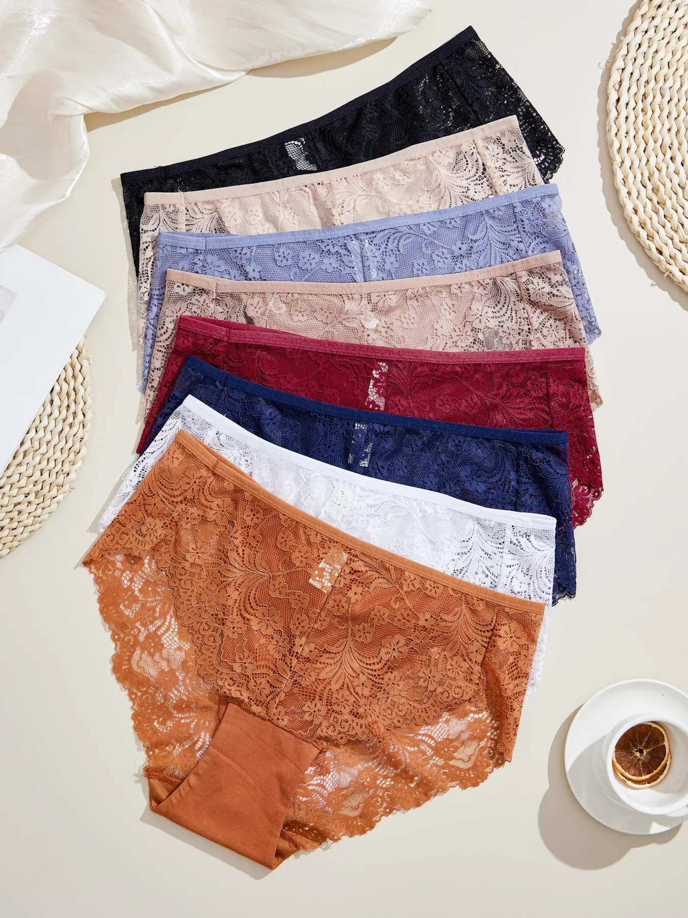 Plus Size Women's Plain Lace Knicker, Basic Comfortable Breathable Panties, Women's Plus Size Underwear for All Seasons