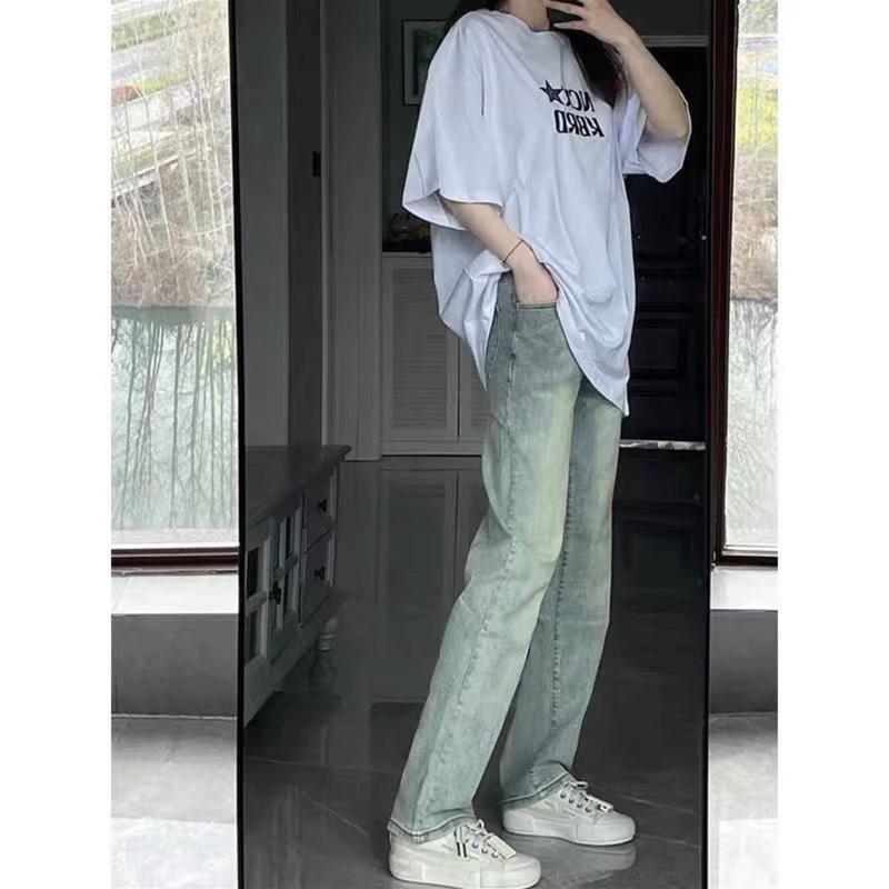 Quần jean ống rộng form vừa màu xanh xám khói MS886 mẫu mới 2023 tocjean