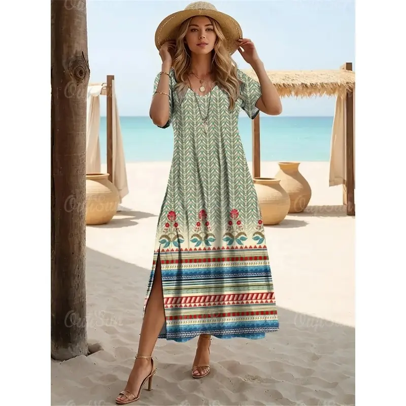maxi boho dresses 2025 Women's Boho White Maxi Dress
