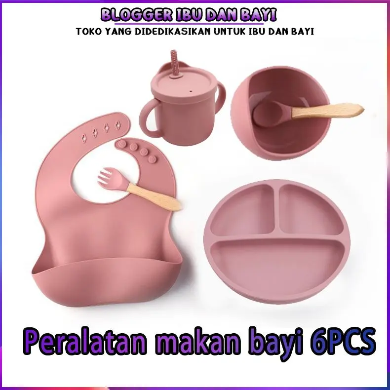 Peralatan makan bayi 5pcs Alat pemberian makanan tambahan untuk anak-anak Peralatan makan silikon peralatan makan mpasi bayi set Sendok sup anak-anak Mangkuk Bayi