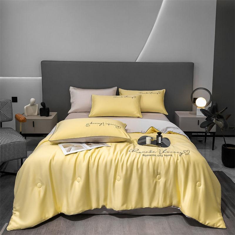 Product Introduction of 2025 Summer Washed Silk Summer Quilt Ice Silk Tencel Summer Quilt Four-Piece Set Double Machine Washable Air Conditioning Quilt Summer Thin Quilt 28