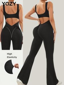 YOZY Women's Solid Cut Out Backless Ruched Jumpsuit, Casual Comfy High Waist Sleeveless Jumpsuit for Daily Wear, Ladies Clothes for All Seasons