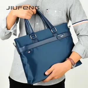JIUFENG Tas Bahu Pria Bisnis Kanvas Tahan Air Satu Tas Kantor Tas Komputer 14 Inci Ransel Dokumen