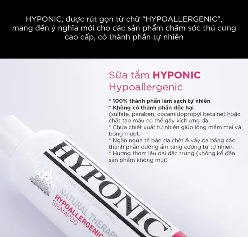 10ml - Sữa tắm cho chó cao cấp HYPONIC Hypoallergenic, dưỡng da và làm mượt lông cho mọi loại chó 2