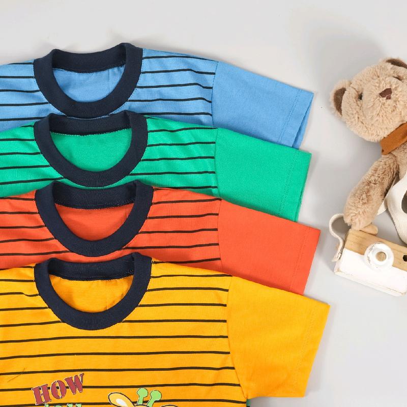 Stripi Series Setelan Tangan Pendek (3302) Fashion lucu kaosanak salur 0