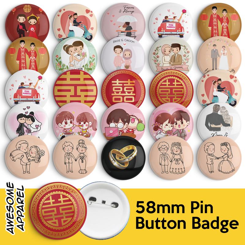 Wedding Kahwin Graphic Designs 58mm 44mm Button Badge with Pin - TikTok ...