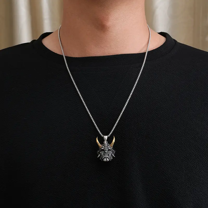 [Tặng nhẫn trơn] Combo V4 dây chuyền samurai + lắc tay dây xích cực chất 1