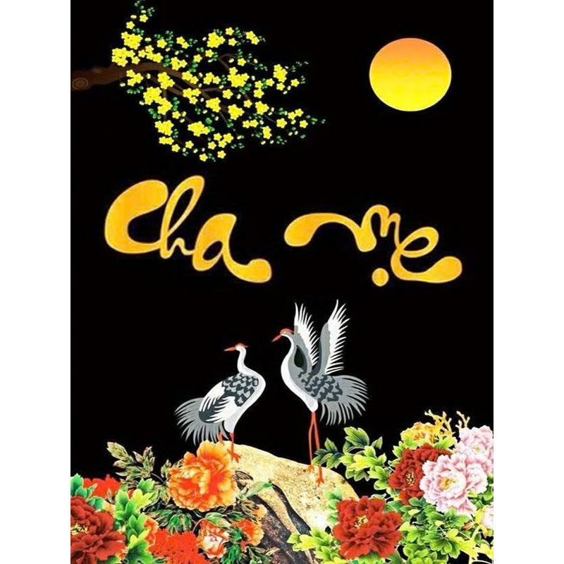 Tranh Cha Mẹ H300 - Tranh Đính Đá 5D Tự Hoàn Thành Kích Thước 40x30cm - Tranh Gắn Đá DIY