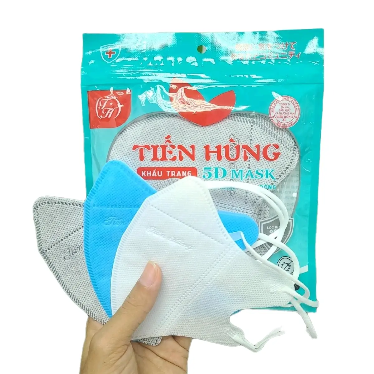500 Chiếc KHẨU TRANG 5D TIẾN HÙNG_HÀNG 3 LỚP _Có MIX SỐ Lượng Màu Theo Cầu Nam Voi