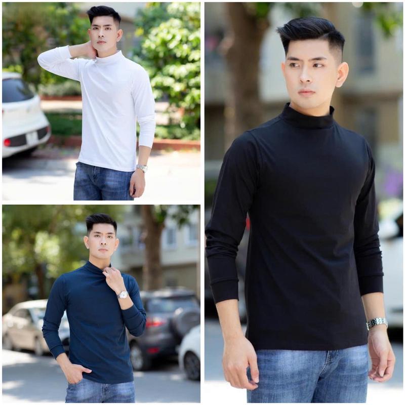Áo Thun Giữ Nhiệt Nam,Áo Giữ Nhiệt Nam Cổ Tròn Tay Dài Lót Nỉ Lông Trơn Co Giãn Thể Thao Trắng Đen Thu Đông 4