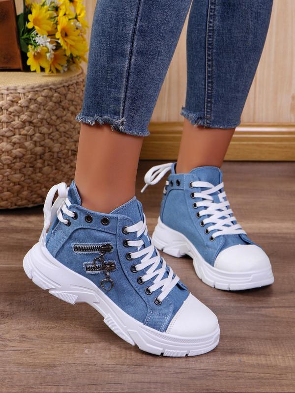Women's Fashionable Lace Up Sneakers, Casual Comfortable Breathable Sports Shoes, Female All-match Round Toe Shoes for Daily Wear 0