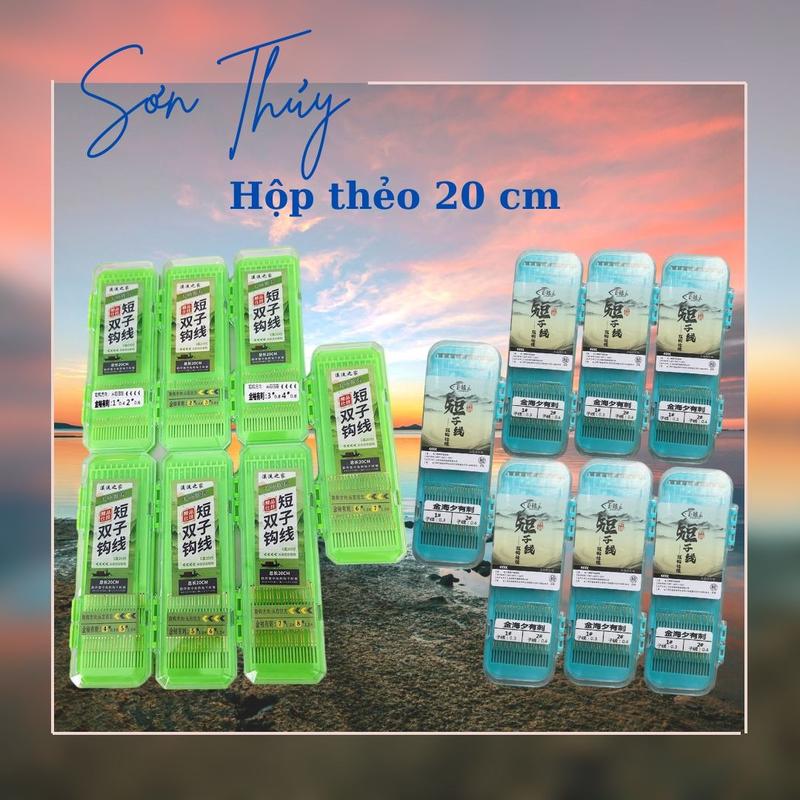 Hộp 20 bộ thẻo buộc sẵn lưỡi có ngạnh, dài 20cm, 1 hộp gồm 2 size lưỡi - Đi Câu Câu Cá Bắt Cá Fishing