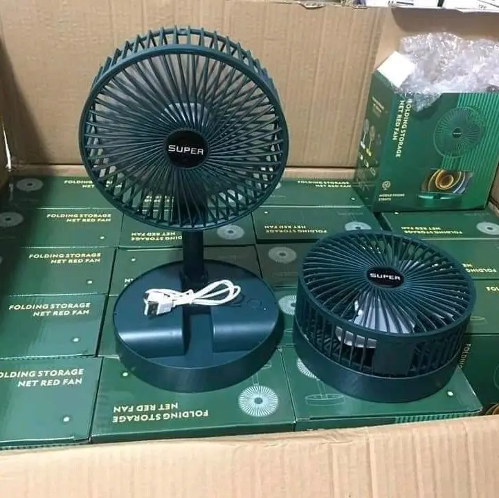 Quạt tích điện super mini gấp gọn xanh