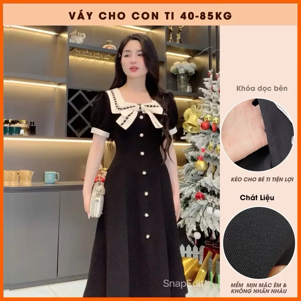 40-85kg váy sau sinh có khoá kéo cho bé ti nơ viền ren