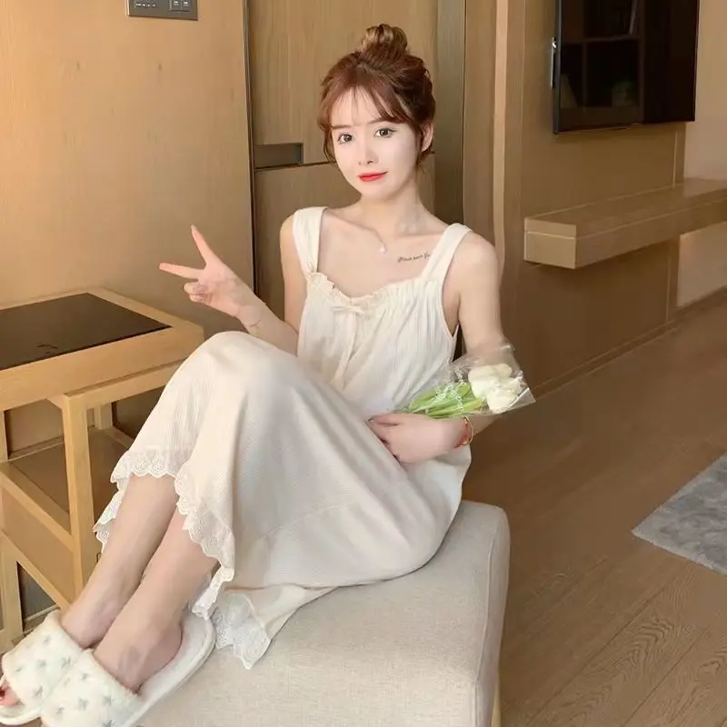 Váy Hai Dây Phong Cách Nhật Bản, Dễ Thương Và Gợi Cảm, Đồ Ngủ Phong Cách Nis Cho Nữ, Mỏng Và Ngọt Ngào, Thích Hợp Cho Mùa Hè, Dáng Rộng, Váy Ngủ Mặc Nhà