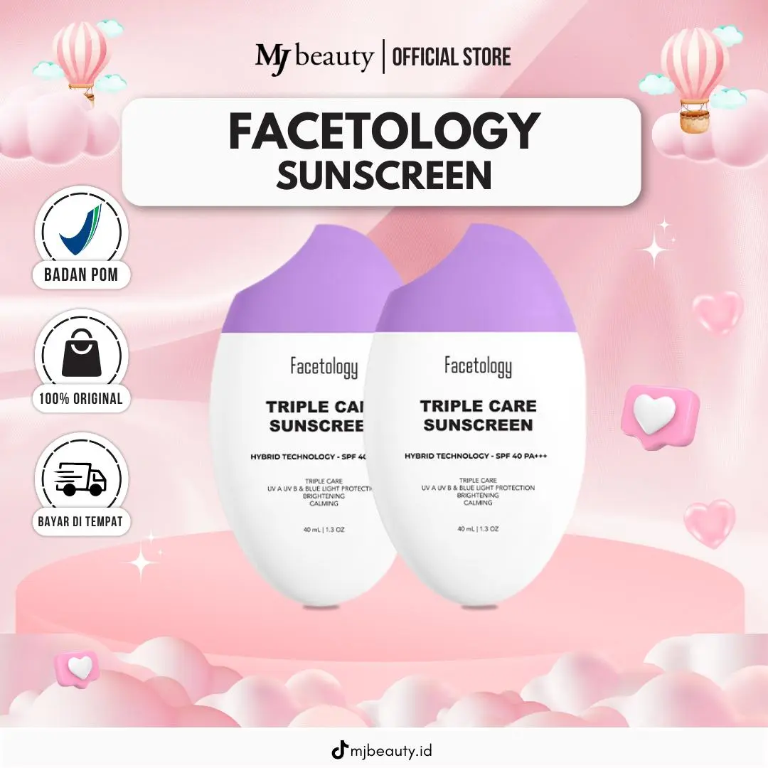 ✨MJ 100% ORI✨ FACETOLOGY TripleCare Sunscreen 40ml Tranexamic Acid Mencerahkan Wajah Extract Niacinamide