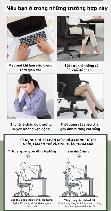 Product Introduction of Ghế kê chân văn phòng massage lòng bàn chân giúp giảm stress lưu thông máu, Ghế gác chân điều chỉnh tư thế ngồi học làm 1