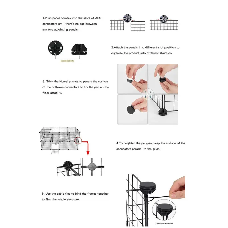 Pet Cage, 1 Set Portable Pet Crate with Door, Pet Cage for Indoor, Pet Fence, Pet Kennel for Small Medium Dogs & Cats 7